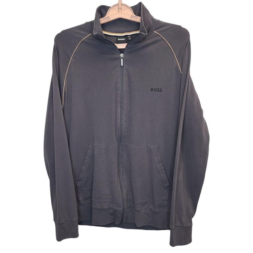BOSS Men's Embroidered Logo Grey Zip Up Jacket M